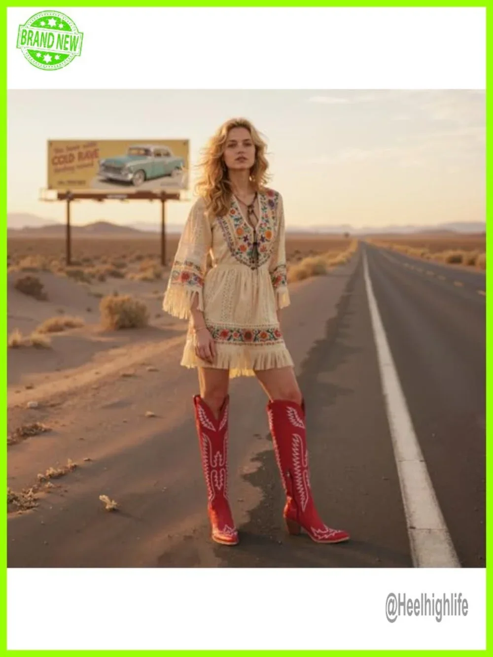 Over the Knee Cowboy Boots Faux Leather Chunky Heel Pointed Toe Pull On